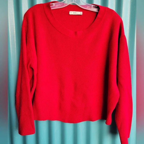 Zara Red Sweater Knit size 14 - Picture 1 of 8